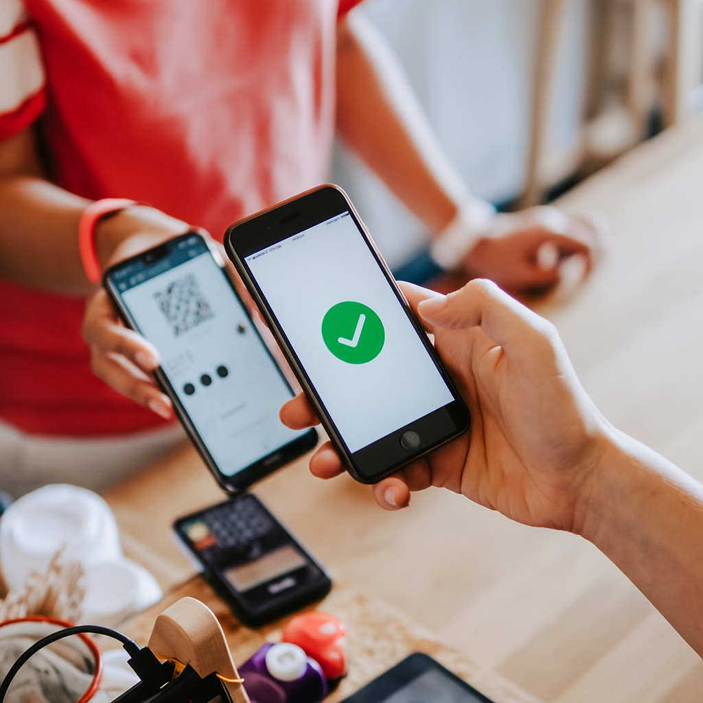 Small business owner accepting a Swap payment